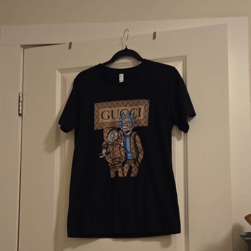 Bella Canvas Rick And Morty Wearing Gucci Black T-Shirt